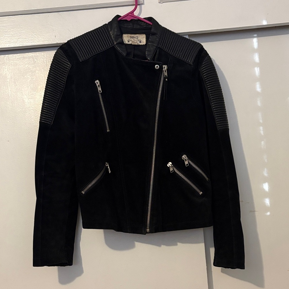 Women’s Black Leather Jacket with Silver Hardware